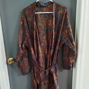 Vintage Polo Ralph Lauren Cotton Robe Long Sleeve Multi Color Made In USA OS